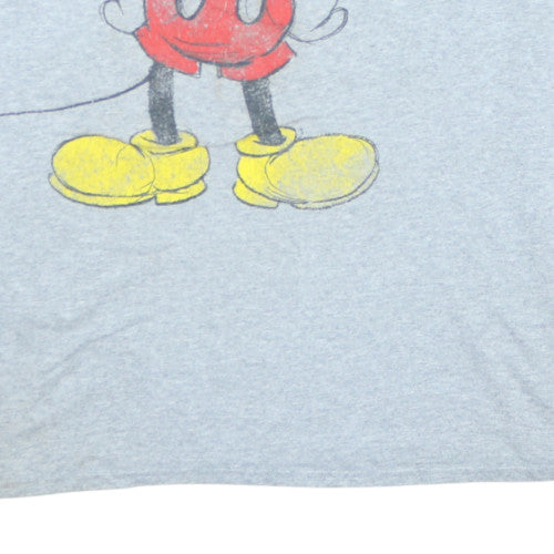 Disney Men's Grey 2XL Mickey Mouse Christmas Graphic T-Shirt