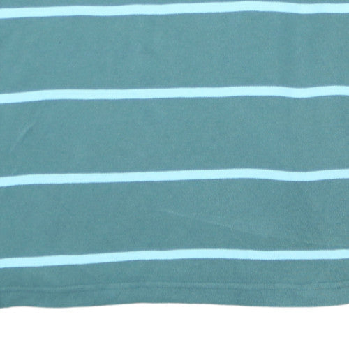 Nautica Men's Green Striped Cotton Blend Polo Shirt XL