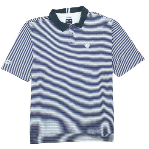 Adidas Men's Navy Striped ClimaLite Polo Shirt XL Cotton Blend