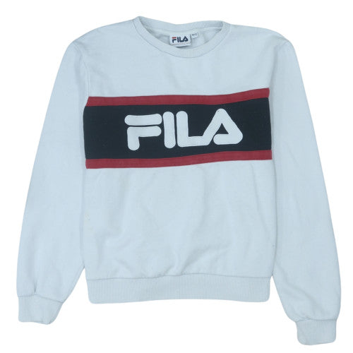 Fila Women White Logo Crew Neck Sweatshirt Size 12