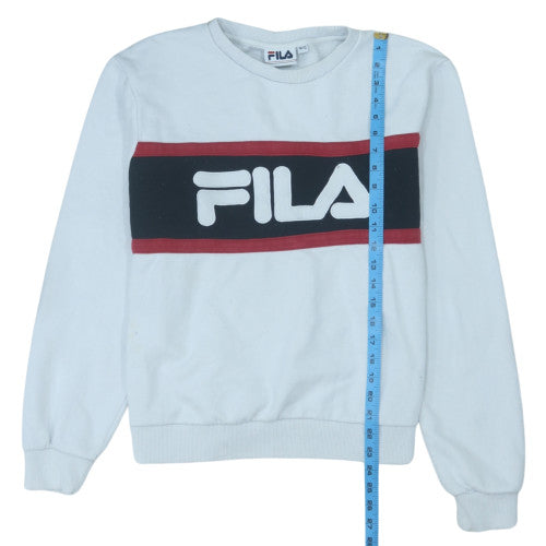Fila Women White Logo Crew Neck Sweatshirt Size 12