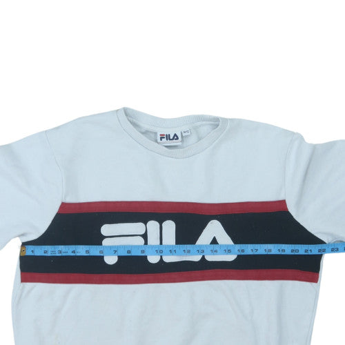 Fila Women White Logo Crew Neck Sweatshirt Size 12