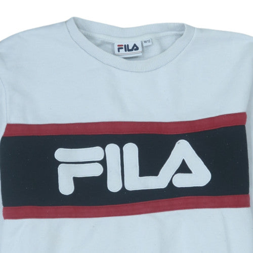 Fila Women White Logo Crew Neck Sweatshirt Size 12