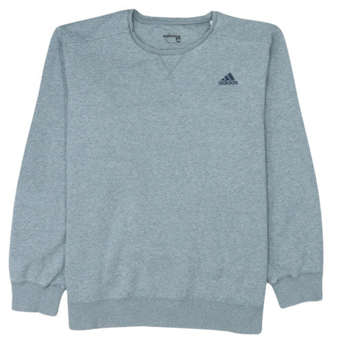 Adidas Mens Grey Crew Neck Pullover Sweatshirt Size L Sports Fleece