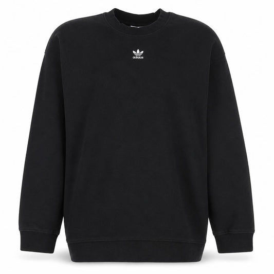 Front view of Adidas Women's Black Crew Neck Long Sleeve Pullover Sweatshirt, size 16
