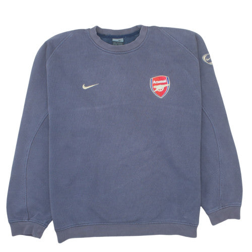 Nike Arsenal Mens Blue L Crew Neck Fleece Sweatshirt Vintage Sportswear