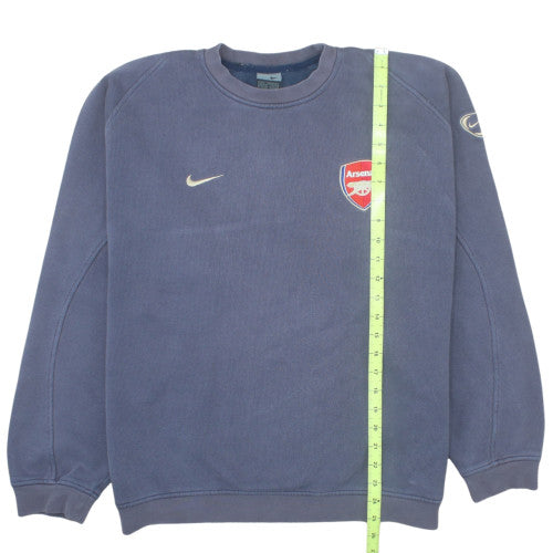 Nike Arsenal Mens Blue L Crew Neck Fleece Sweatshirt Vintage Sportswear