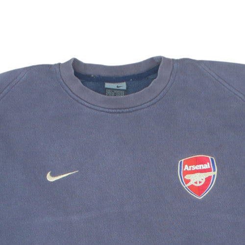 Nike Arsenal Mens Blue L Crew Neck Fleece Sweatshirt Vintage Sportswear