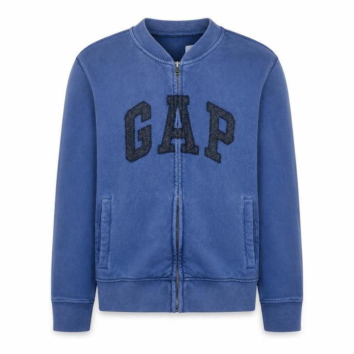 Gap Men's Blue Full Zip Logo Sweatshirt Size M