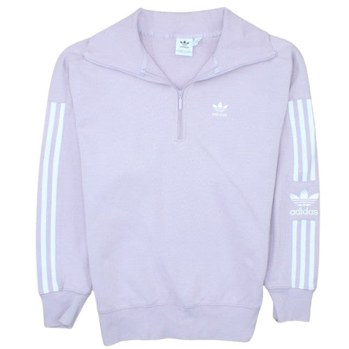 Adidas Women Lilac 1/2 Zip Sweatshirt Size 8 Classic Logo Pullover