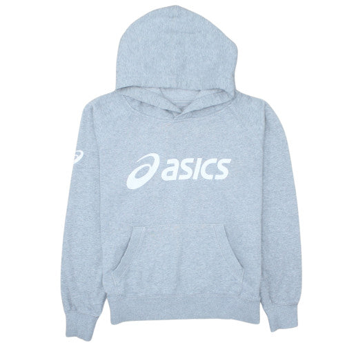 ASICS Women Grey Pullover Hoodie Medium Hooded Sweatshirt