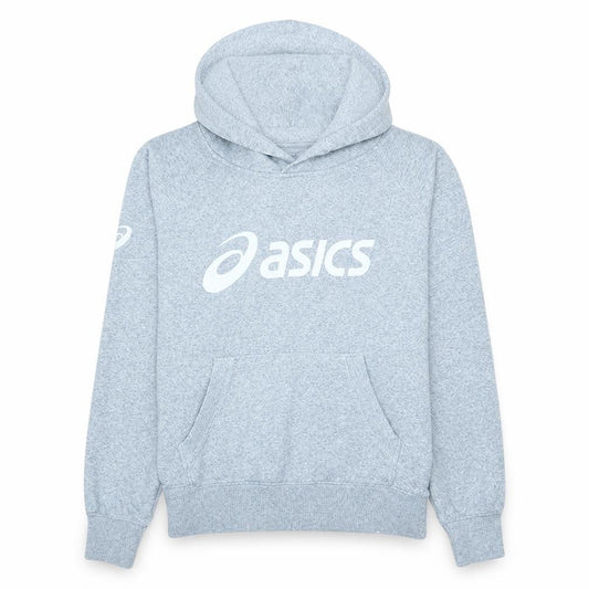 Front view of Asics Women Grey Pullover Hoodie Medium Hooded Sweatshirt