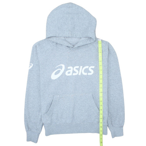 ASICS Women Grey Pullover Hoodie Medium Hooded Sweatshirt