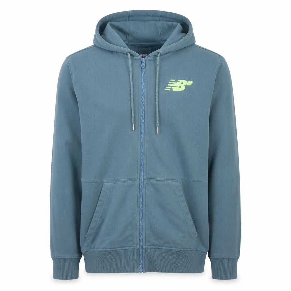 New Balance Men Blue XL Full Zip Hoodie Sports Graphic Print
