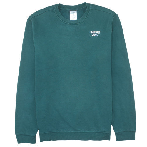 Reebok Mens Green Crew Neck Pullover Sweatshirt M Regular Fit