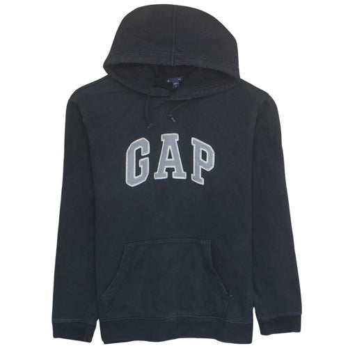 GAP Mens Black Pullover Hoodie L Logo Cotton Fleece Sweatshirt