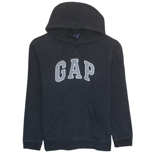 GAP Mens Black Pullover Hoodie L Logo Cotton Fleece Sweatshirt