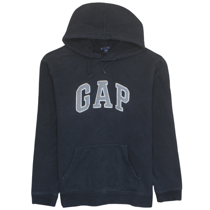 GAP Mens Black Pullover Hoodie L Logo Cotton Fleece Sweatshirt