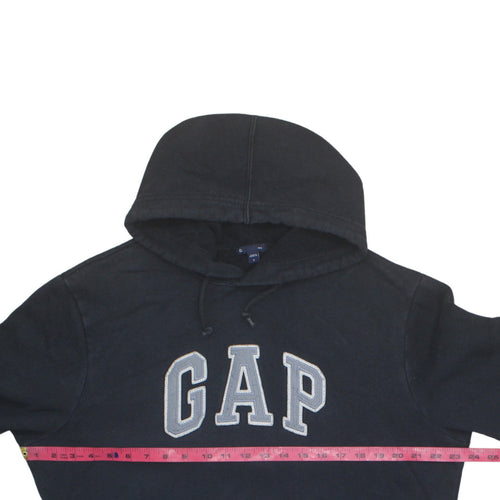 GAP Mens Black Pullover Hoodie L Logo Cotton Fleece Sweatshirt