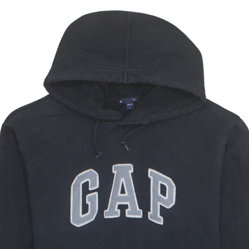 GAP Mens Black Pullover Hoodie L Logo Cotton Fleece Sweatshirt
