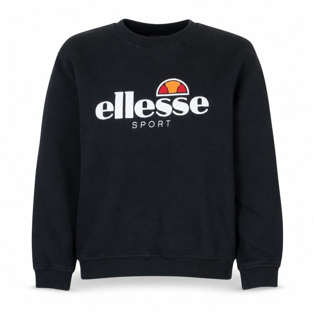 Front view of Ellesse Women Black Sport Logo Pullover Sweatshirt UK 16