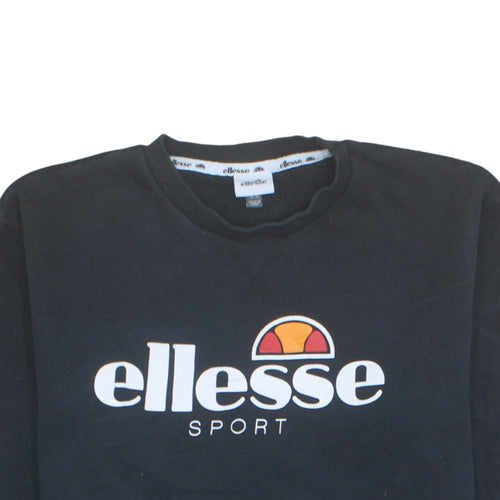 Ellesse Women Black Sport Logo Pullover Sweatshirt UK 16