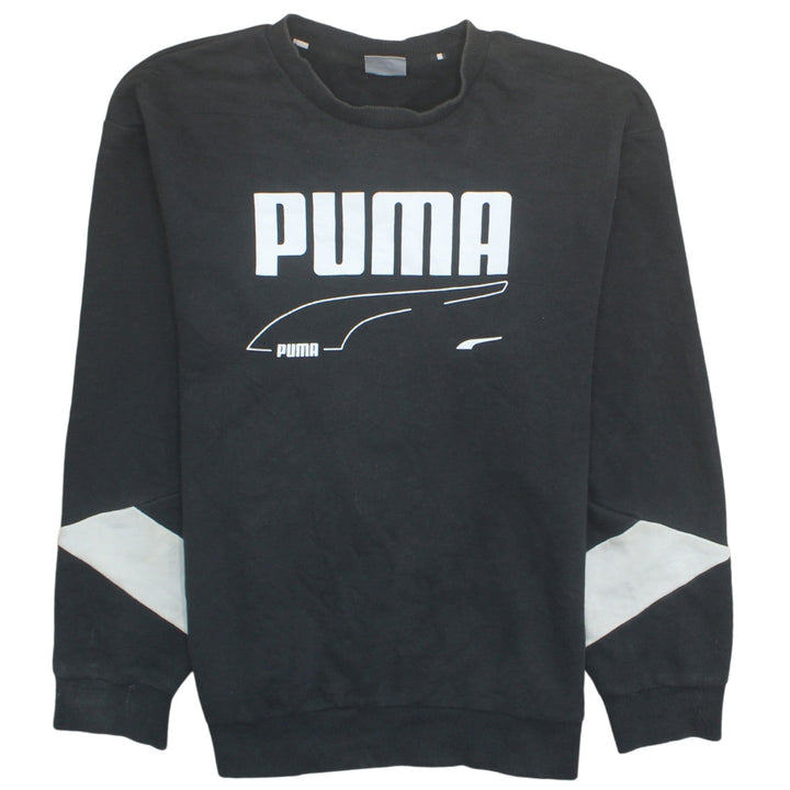 Puma Men's Black Logo Crew Neck Pullover Sweatshirt Size L