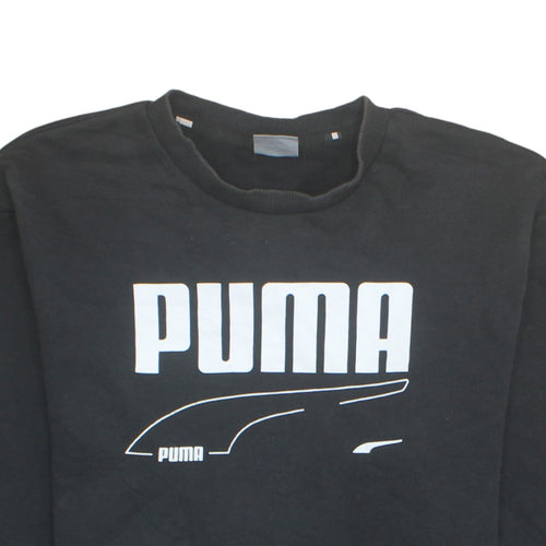Puma Men's Black Logo Crew Neck Pullover Sweatshirt Size L