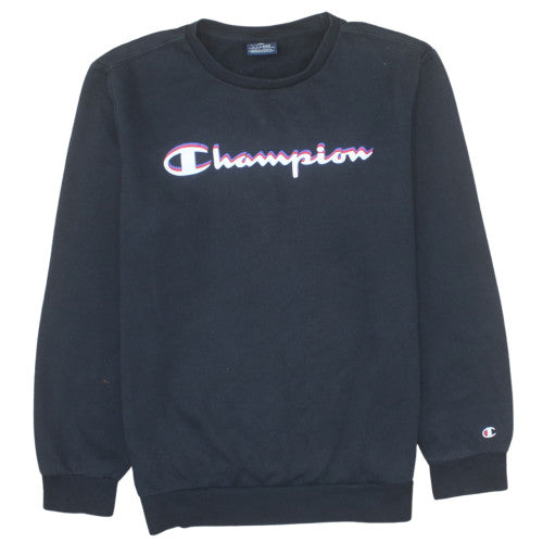 Champion Boys Black Sweatshirt XL 13-14 Years Crew Neck Logo Pullover