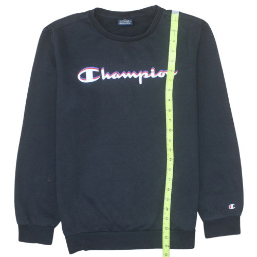 Champion Boys Black Sweatshirt XL 13-14 Years Crew Neck Logo Pullover