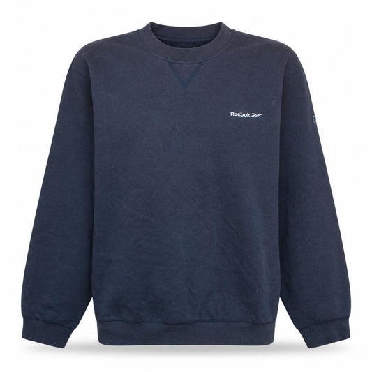 Front view of Reebok Men's Blue Small Essentials Crew Neck Sweatshirt