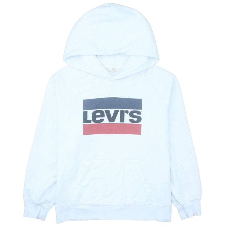 Levi's Men's White Pullover Hoodie L Logo Fleece Sweatshirt