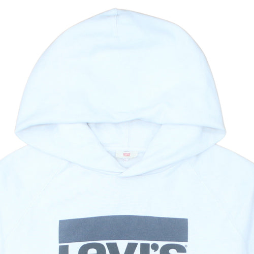 Levi's Men's White Pullover Hoodie L Logo Fleece Sweatshirt