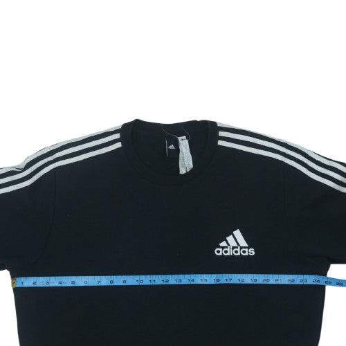Adidas Mens Black XL Crew Neck Pullover Sweatshirt Classic Style