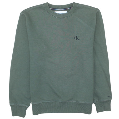 Calvin Klein Men's Green Crew Neck Pullover Sweatshirt M