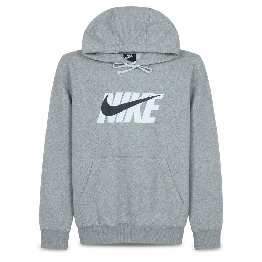 Front view of Nike Men's Grey Pullover Hoodie S Graphic Logo Sportswear
