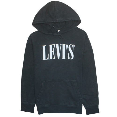 Levi's Men's Black Pullover Hoodie M Relaxed Fit Fleece Logo Sweatshirt