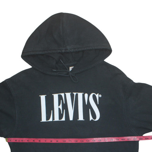 Levi's Men's Black Pullover Hoodie M Relaxed Fit Fleece Logo Sweatshirt