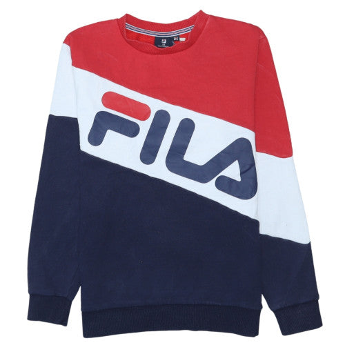 Fila Mens Red White Blue Logo Sweatshirt XS Crew Neck Pullover