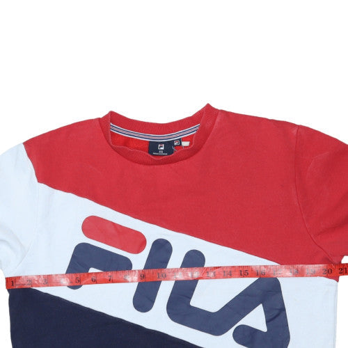 Fila Mens Red White Blue Logo Sweatshirt XS Crew Neck Pullover