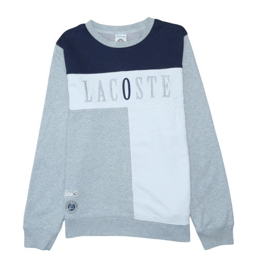 Lacoste Men's Grey Crew Neck Logo Sweatshirt Size M