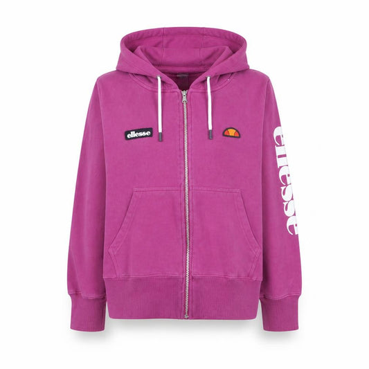 Front view of Ellesse women’s pink full zip hoodie, size UK 10, hooded sweatshirt