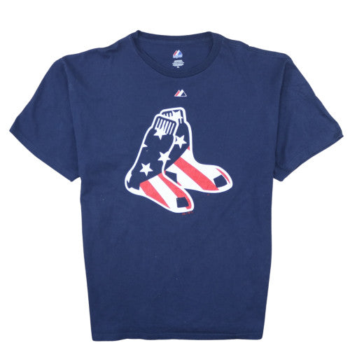 Majestic Men's Blue XL Crew Neck Graphic Sports T-Shirt