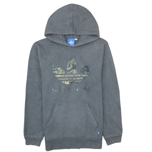 Adidas Men's Grey Pullover Hoodie Size M Graphic Trefoil Fleece