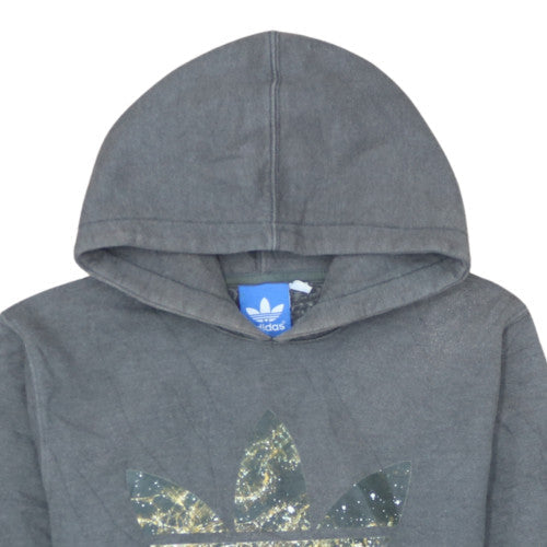 Adidas Men's Grey Pullover Hoodie Size M Graphic Trefoil Fleece