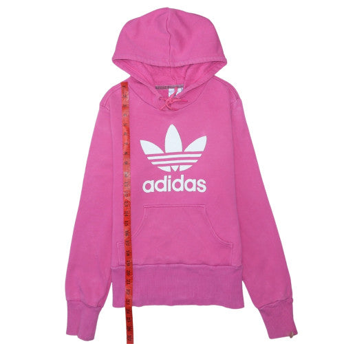 Adidas Womens Pink Pullover Hoodie Size 12 Cotton Logo Casual