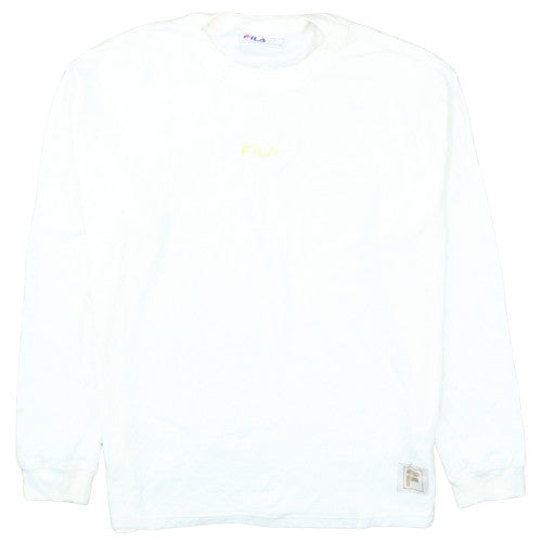 FILA Men’s White Cotton Crew Neck Pullover Sweatshirt Size L