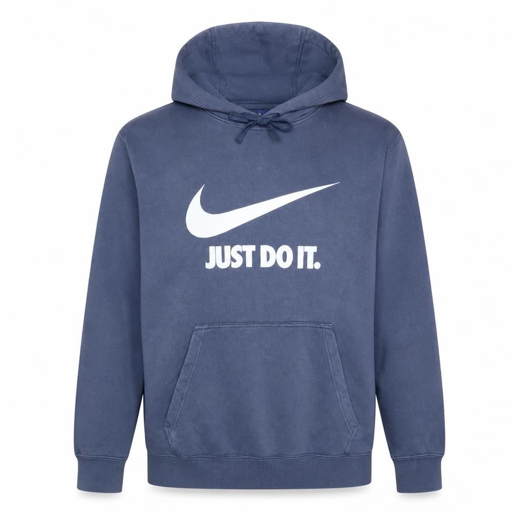 Front view of Nike Men's Blue Pullover Hoodie L Graphic Just Do It Sportswear