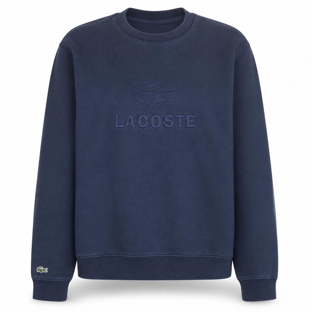 Lacoste Women's Navy Blue Cotton Logo Crew Neck Sweatshirt Size L