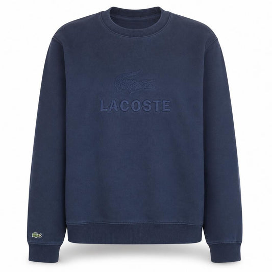 Lacoste Women's Navy Blue Cotton Logo Crew Neck Sweatshirt Size L